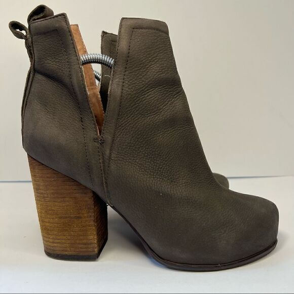 Jeffrey Campbell Oshea Leather Taupe Block Heeled Ankle Booties 10 - Picture 5 of 11